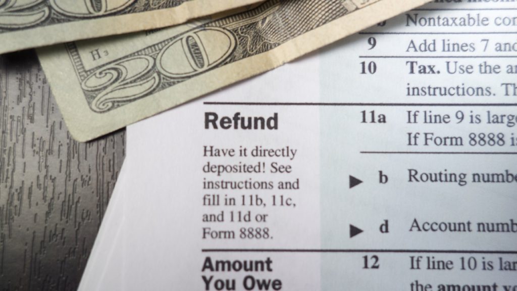 the tax refund line on a tax form